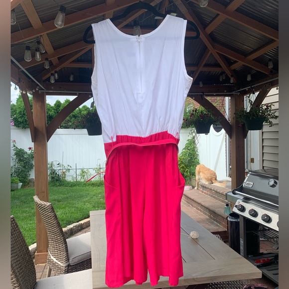 Around Town vintage white and pink romper with belt - Picture 2 of 5